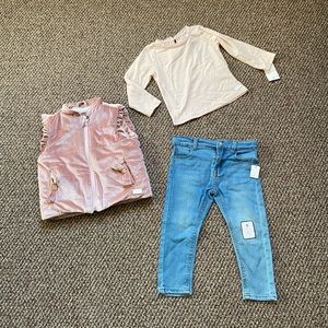 7 for all mankind Toddler girl 3 pc jacket vest set